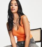 Topshop Petite Knit Strappy Tank Top In Orange