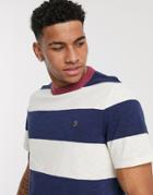Farah Watson Stripe T-shirt In White And Blue