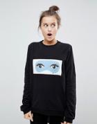 Asos Lounge 2 Way Sequin Sweat Top - Black