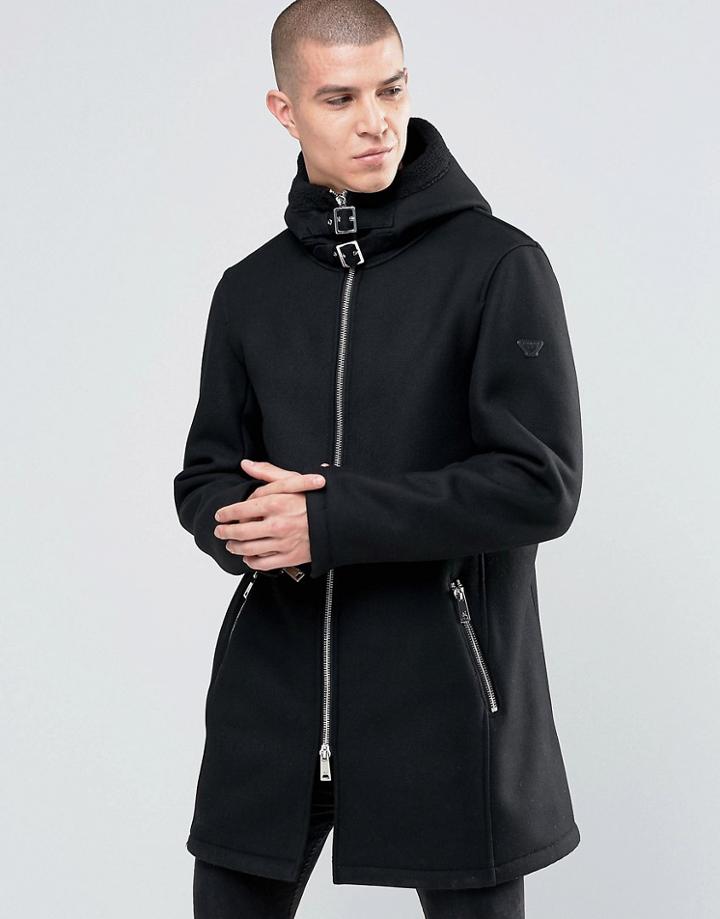 Armani Jeans Parka With Full Fleece Lining - Black