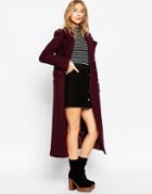 Asos Maxi Military Coat With Contrast Buttons - Black