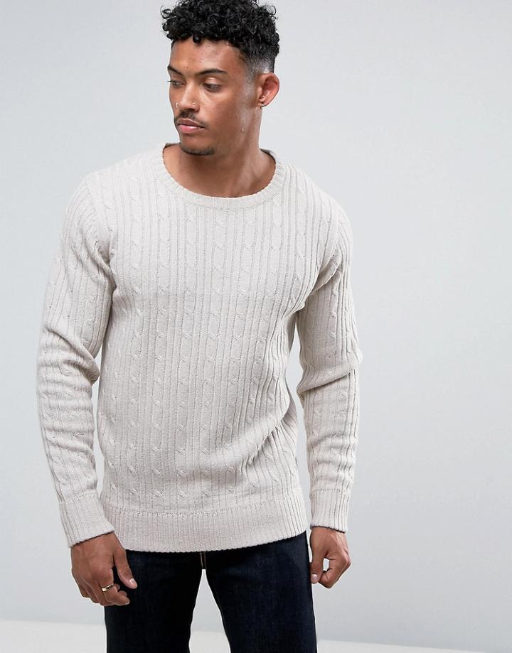Brave Soul All Over Mini Cable Sweater - Beige