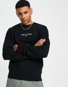 Fred Perry Embroidered Crew Neck Sweatshirt In Black