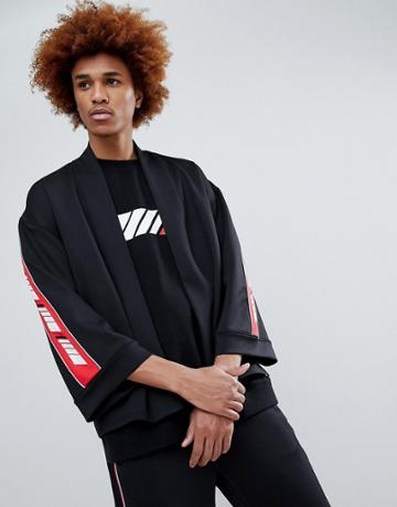 Antimatter Kimono Shirt With Logo Taping - Black