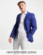Asos Design Wedding Super Skinny Suit Jacket In Navy Linen Mix