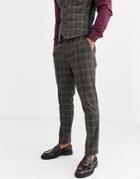 River Island Suit Pants In Brown Heritage Check