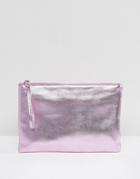 South Beach Pink Metallic Clutch Bag - Pink