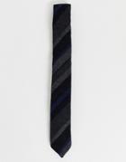 Twisted Tailor Tie With Herringbone Stripe In Black