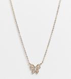 Asos Design 14k Gold Plated Necklace With Crystal Butterfly Pendant