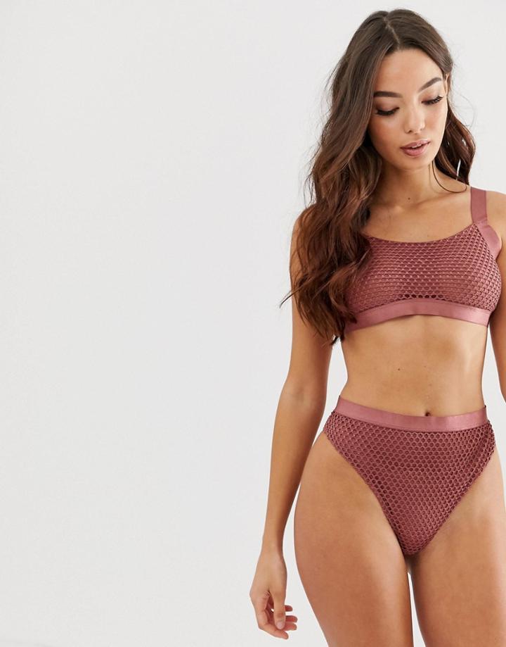 Asos Design Aletia Large Fishnet High Waist Pant-brown