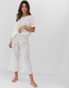 Asos Design Mix & Match Cotton Ladder Trim Pants - White