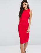 Asos Pencil Dress With Crop Top Layer And Lace Detail - Red