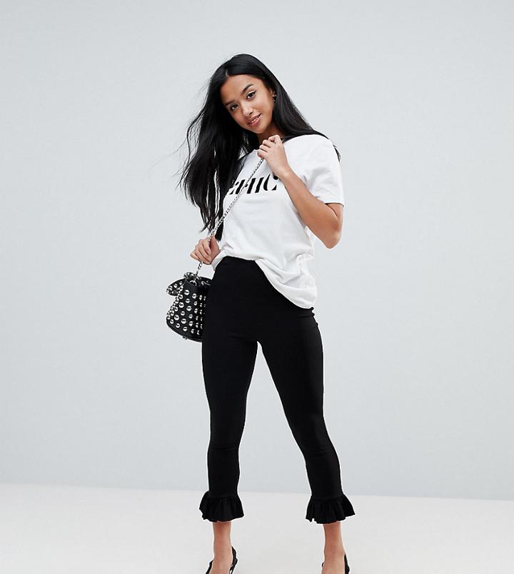 Asos Petite Leggings With Fluted Hem - Black
