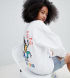 Crooked Tongues Oversized Sweatshirt With Dancing Man Print - White