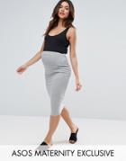 Asos Maternity Over The Bump Midi Pencil Skirt In Jersey - Gray