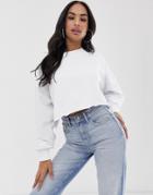 Asos Design Oversized Boxy Crop Sweatshirt In White