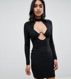 Asos Design Long Sleeve Underwire Mini Bodycon Dress - Black