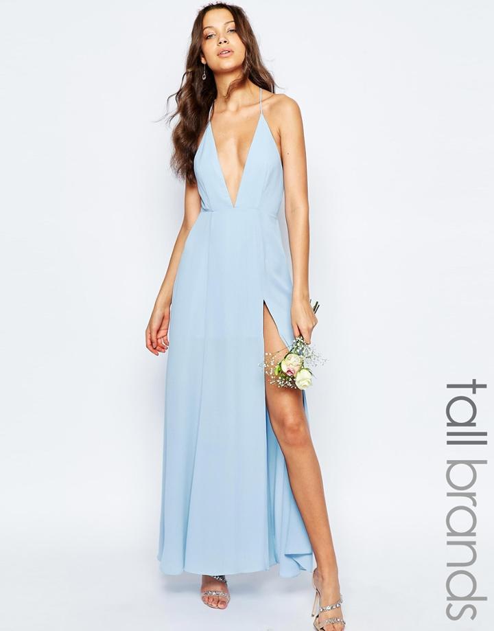 Fame And Partners Tall Cut Out Back Maxi Dress - Pale Blue