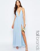 Fame And Partners Tall Cut Out Back Maxi Dress - Pale Blue