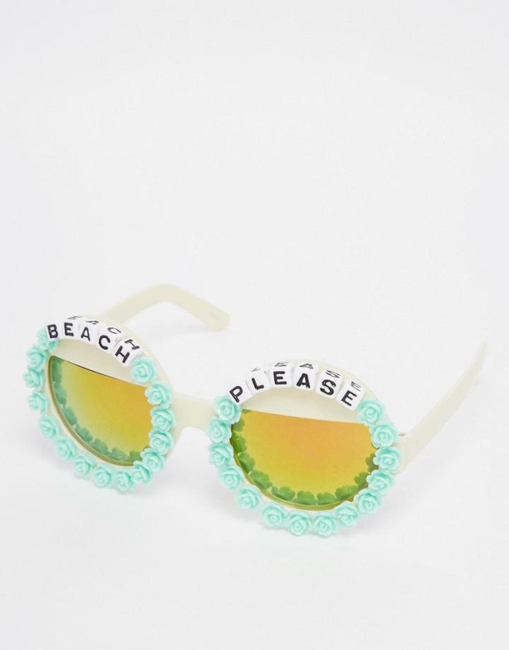 Rad + Refined Beach Please Round Sunglasses With Mirror Lense - Blue Multi