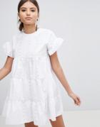 Prettylittlething Broderie Smock Dress - White