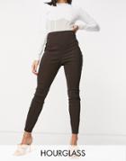 Asos Design Hourglass High Waisted Skinny Fit Pants In Chocolate-brown