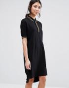 Native Youth Loose Fit Polo Dress - Black