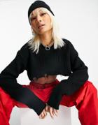 Weekday Torn Recycled Bolero Cropped Knit Sweater In Black - Part Of A Set