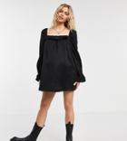 Fashion Union Maternity Mini Smock Dress In Poplin-black