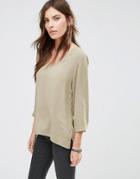 Vila 3/4 Sleeve V Neck Blouse - Green