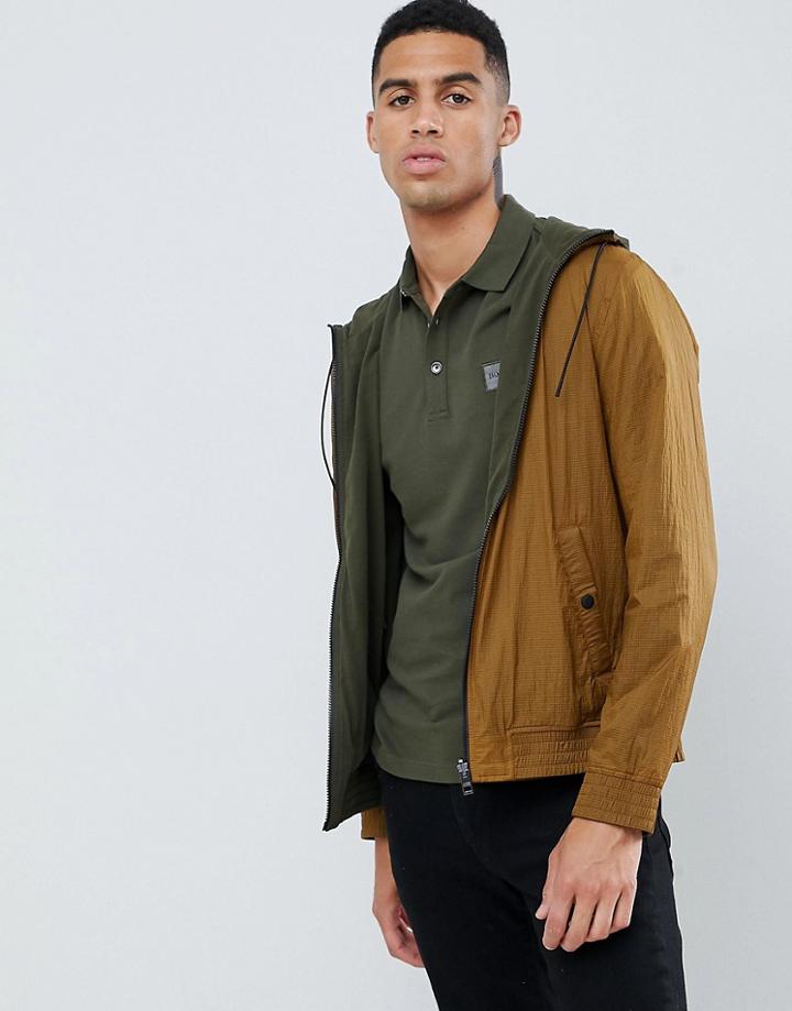 Boss Zince Reversible Rip Stop Windbreaker In Dark Camel - Tan