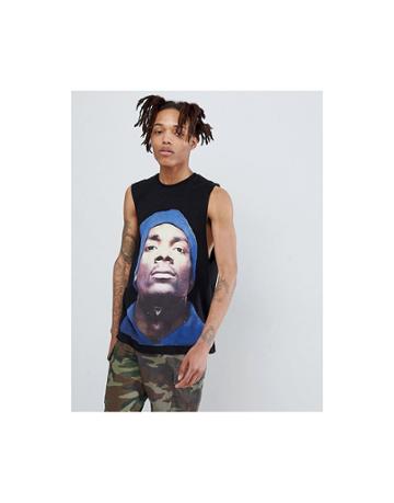 Asos Design Snoop Dogg Sleeveless T-shirt With Dropped Armhole - Black