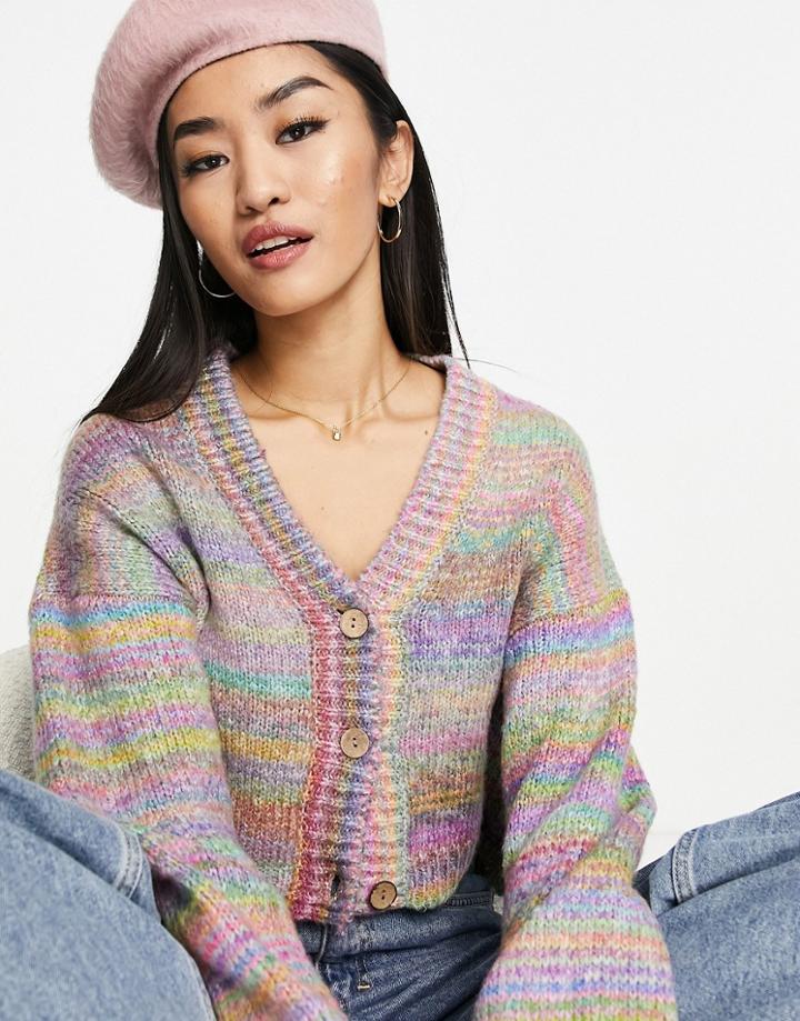 Pull & Bear Retro Stripe Cardigan In Multi