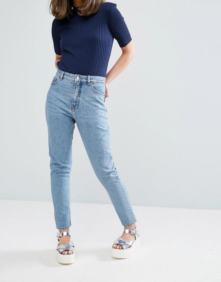 Monki Kimomo Mid Blue Jeans - Blue