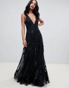 A Star Is Born Prom Maxi Dress With Plunge Front In Black - Black
