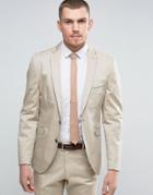 Selected Homme Slim Cotton Stretch Suit Jacket - Stone