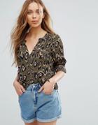 Vero Moda Leopard Print Long Sleeve Top - Multi