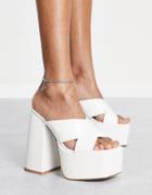 Asos Design Nana Platform Heeled Mules In White
