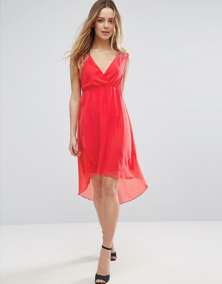 Jasmine V Front Dress With Dip Hem - Orange