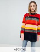Asos Tall Oversized Sweater In Stripe - Multi