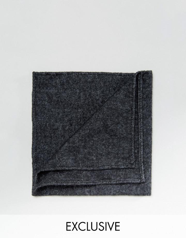 Reclaimed Vintage Black Pocket Square - Black