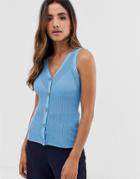 Y.a.s Button Down Tank-blue