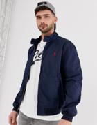 Polo Ralph Lauren Barracuda Player Logo Cotton Harrington Jacket In Navy