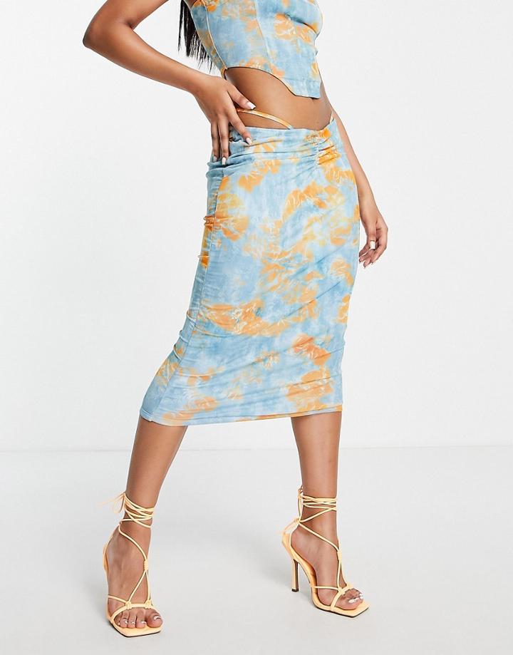 Ei8th Hour Strappy Midi Skirt In Blue And Orange Print-multi