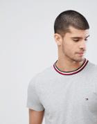 Tommy Hilfiger Felix Icon Stripe Neck T-shirt In Gray Marl - Gray