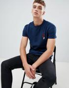 New Look Rose Embroidery T-shirt In Navy - Navy