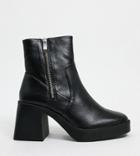 Raid Wide Fit Leonore Chunky Ankle Boots In Black
