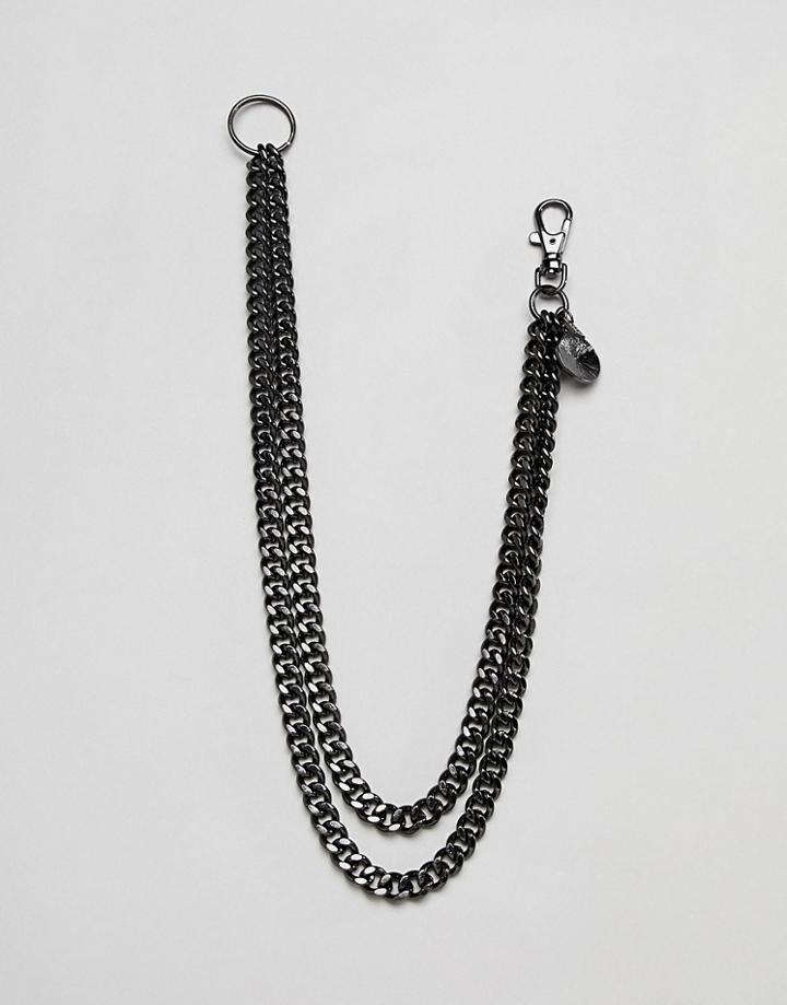 Icon Brand Double Chain Jean Chain In Gunmetal - Silver