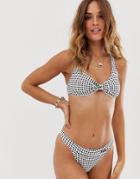 Pukas Knot Tee Bikini Top In Gingham - Multi