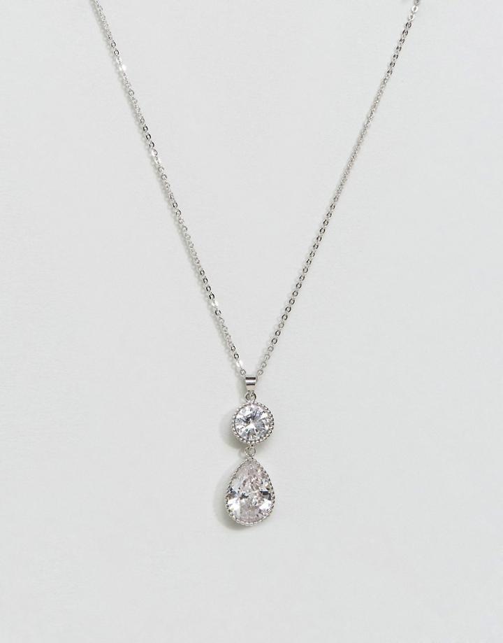 New Look Pretty Teardrop Pendant Necklace - Silver